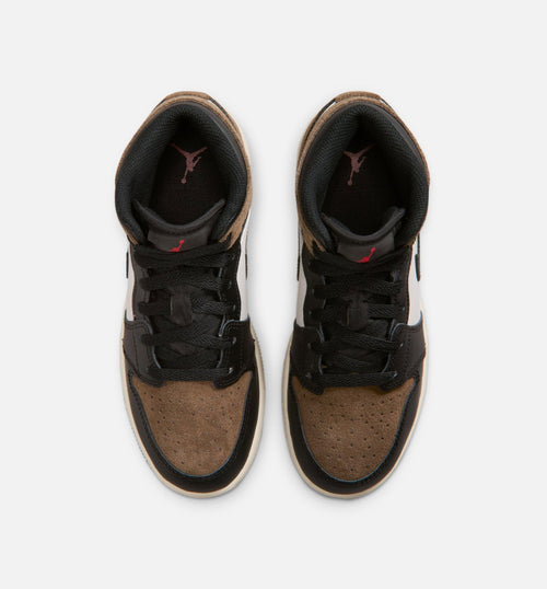 Air Jordan 1 Mid "Palomino" Grade School Lifestyle Shoes – Black/Phantom/Palomino/University Red