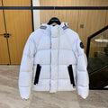 Canada Goose Hooded Puffer Jacket in White with Black Trim