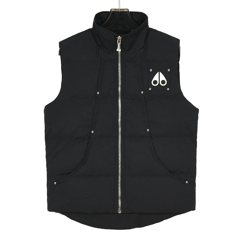Moose Knuckles Metal Logo Studded Down Vest - Black
