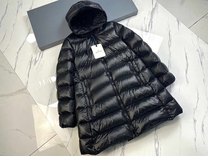 Moncler Long Hooded Puffer Down Coat - Black
