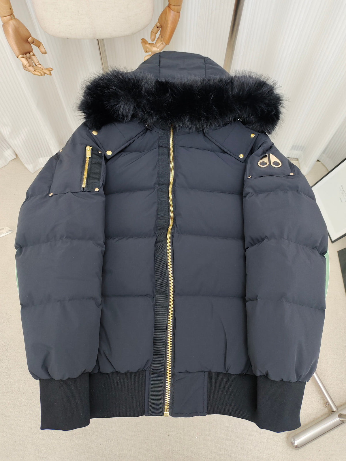 Moose Knuckles Quilted Hooded Bomber Jacket - Dark Navy