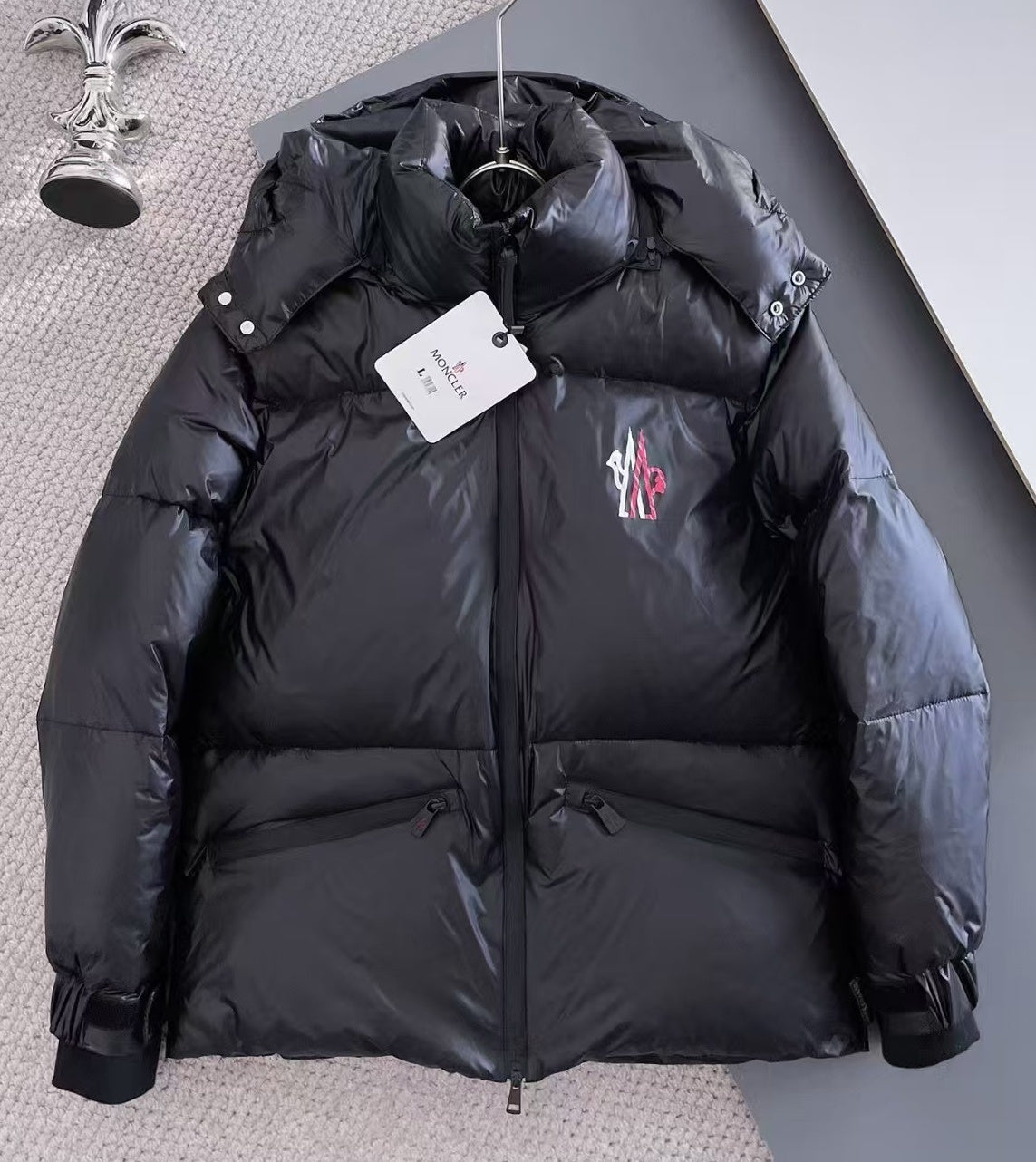 Moncler Stand-Collar Hooded Puffer Down Jacket - Black
