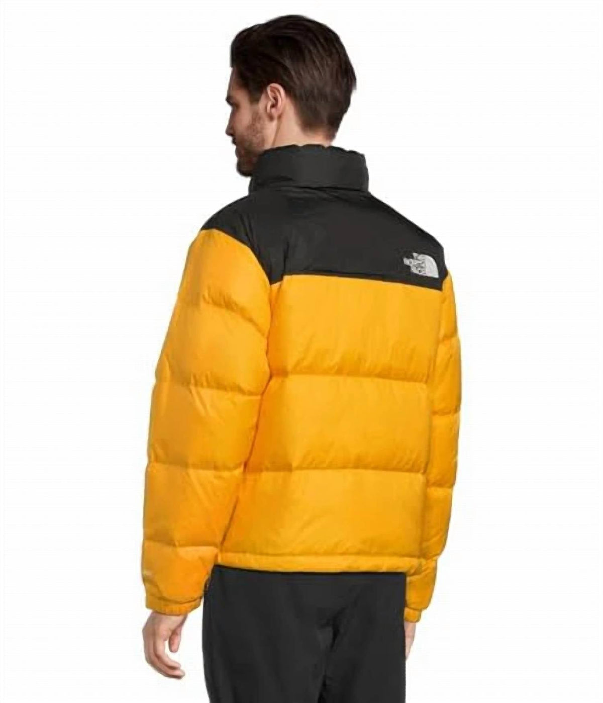 The North Face Unisex Stand-Collar Puffer Down Jacket - Yellow & Black