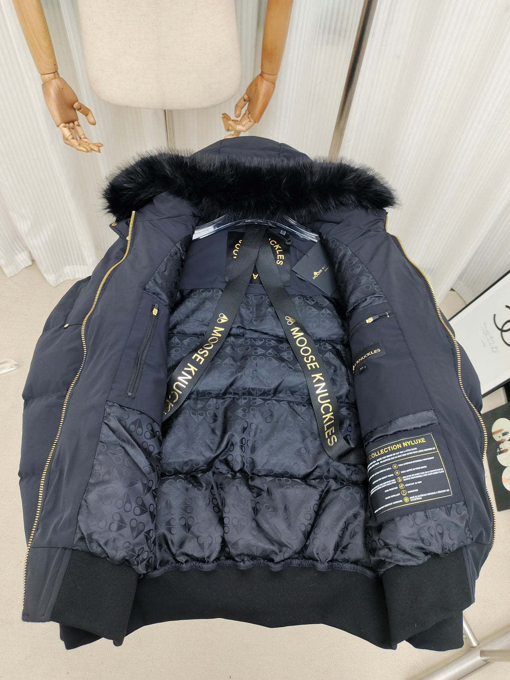 Moose Knuckles Quilted Hooded Bomber Jacket - Dark Navy