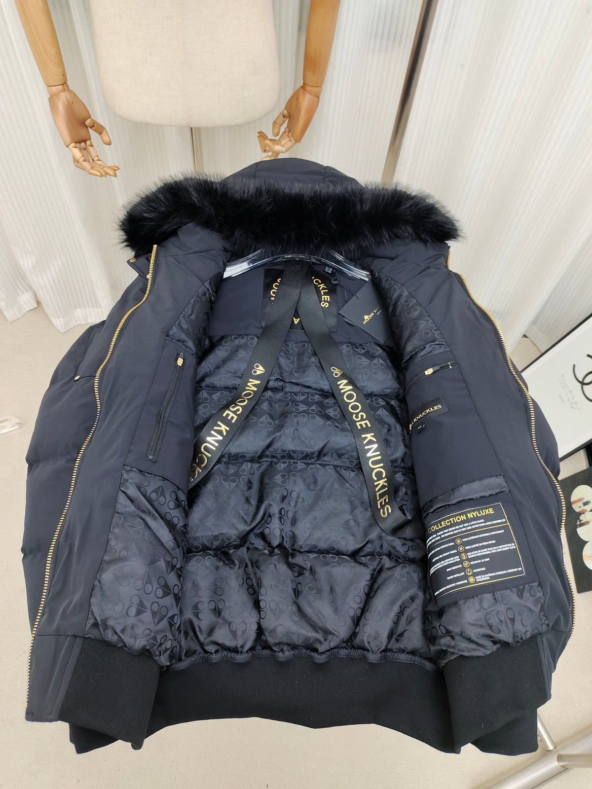 Moose Knuckles Quilted Hooded Bomber Jacket - Dark Navy