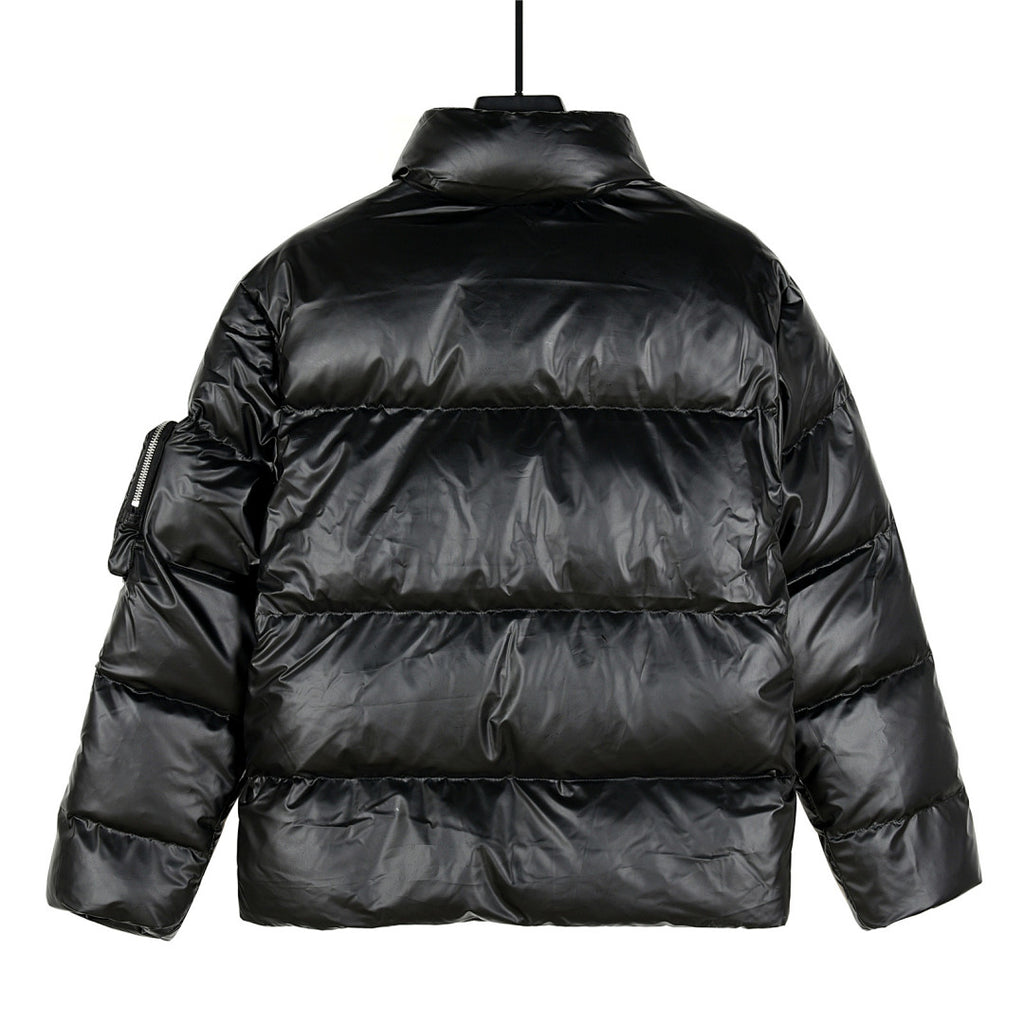 Prada Glossy Puffer Jacket with Oversized Pockets - Black