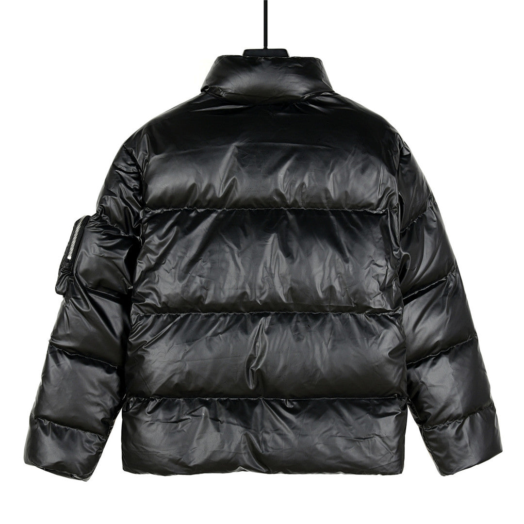 Prada Glossy Puffer Jacket with Oversized Pockets - Black