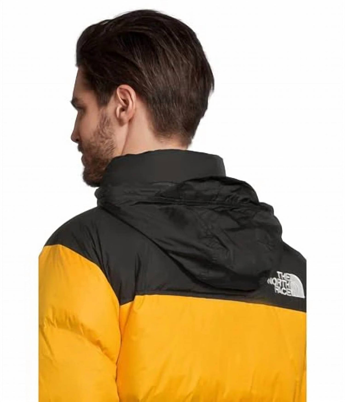 The North Face Unisex Stand-Collar Puffer Down Jacket - Yellow & Black