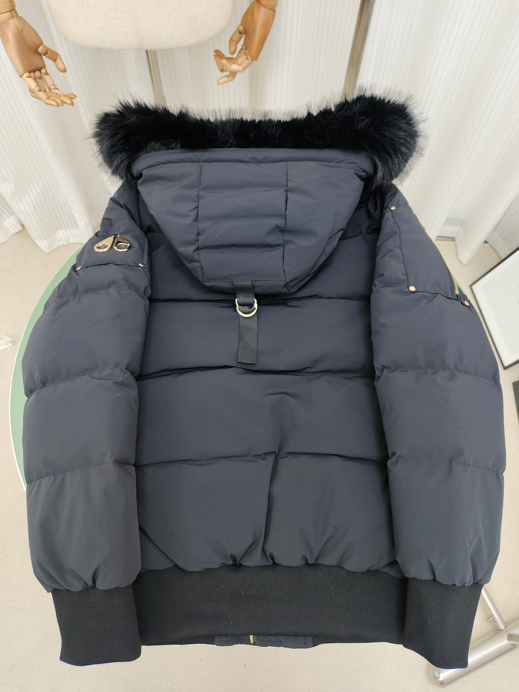 Moose Knuckles Quilted Hooded Bomber Jacket - Dark Navy