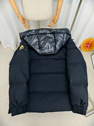 Moose Knuckles Quilted Puffer Jacket with Glossy Hood - Black