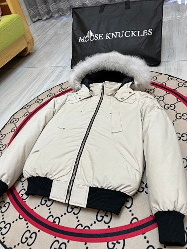Moose Knuckles Men's Hooded Bomber Jacket - Off-White
