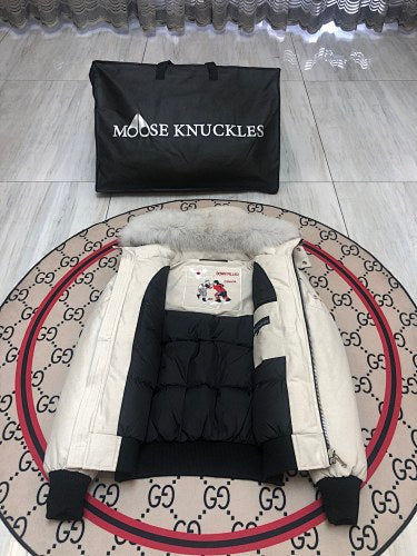 Moose Knuckles Men's Hooded Bomber Jacket - Off-White