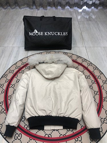 Moose Knuckles Men's Hooded Bomber Jacket - Off-White