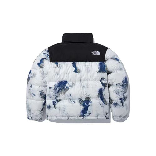 The North Face Earth-Print Puffer Jacket - White & Blue