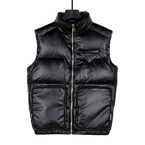 Prada Glossy Puffer Vest with Oversized Pockets - Black