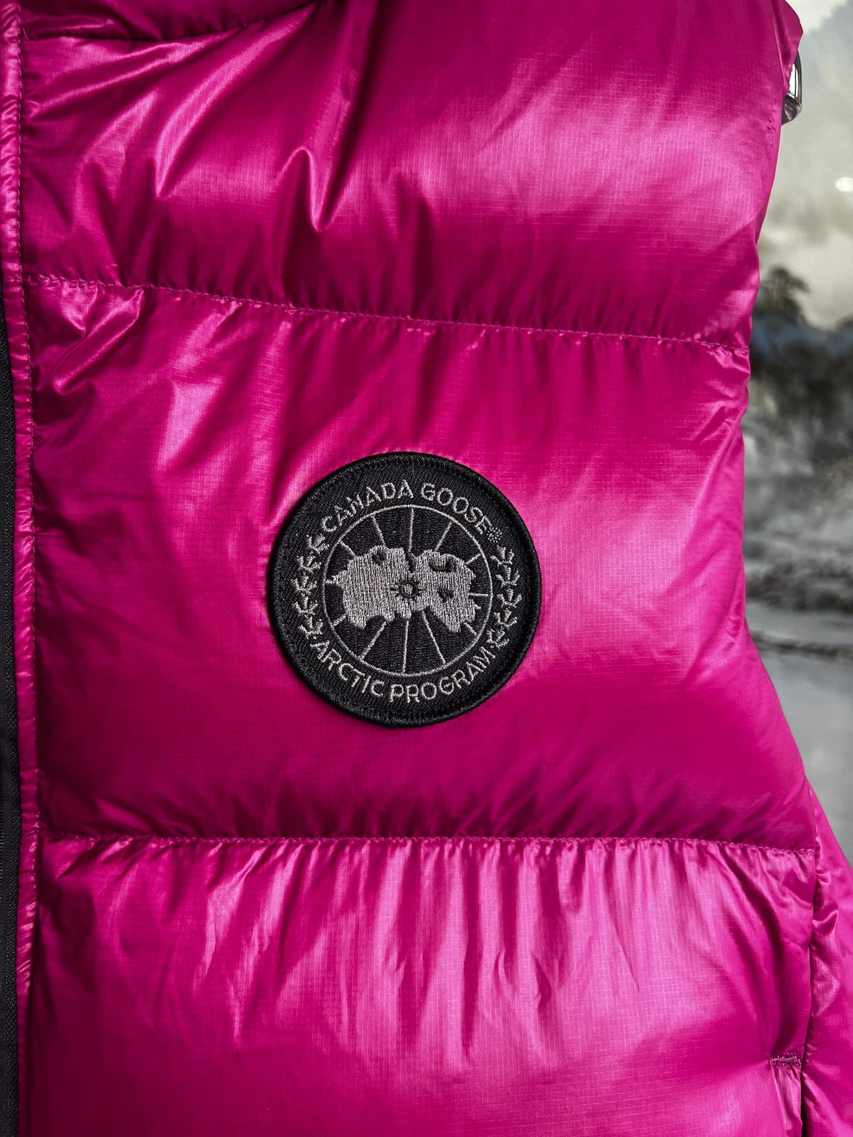 Canada Goose Cypress Black Disc Puffer Vest in Fuchsia