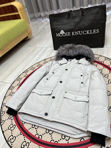 Moose Knuckles Men's Quilted Hooded Parka - White