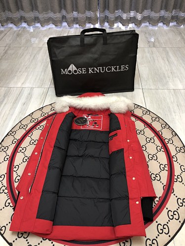 Moose Knuckles Women's Longline Hooded Parka - Red