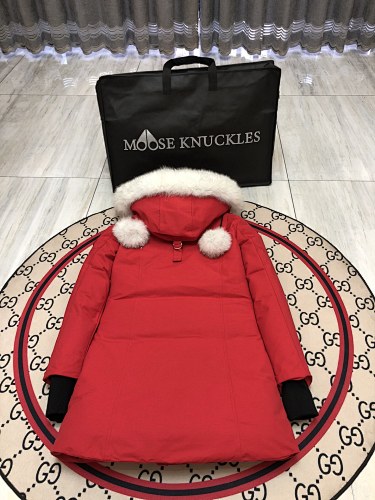 Moose Knuckles Women's Longline Hooded Parka - Red