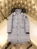 Moose Knuckles Longline Quilted Hooded Parka - Light Gray