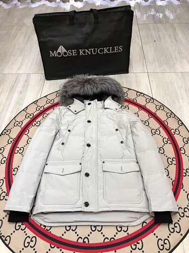 Moose Knuckles Men's Quilted Hooded Parka - White