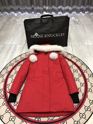 Moose Knuckles Women's Longline Hooded Parka - Red