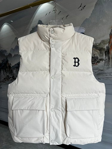 MLB Unisex Stand-Collar Puffer Vest with B Logo - White