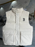 MLB Unisex Stand-Collar Puffer Vest with B Logo - White