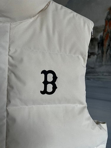 MLB Unisex Stand-Collar Puffer Vest with B Logo - White