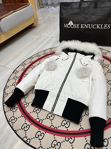 Moose Knuckles Women's Hooded Bomber Jacket - White
