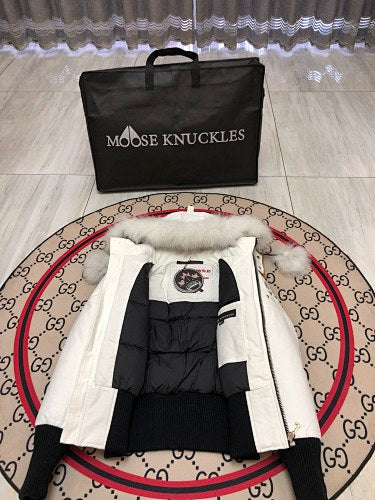 Moose Knuckles Women's Hooded Bomber Jacket - White