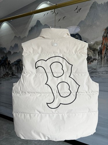 MLB Unisex Stand-Collar Puffer Vest with B Logo - White