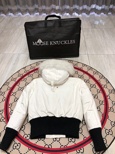 Moose Knuckles Women's Hooded Bomber Jacket - White