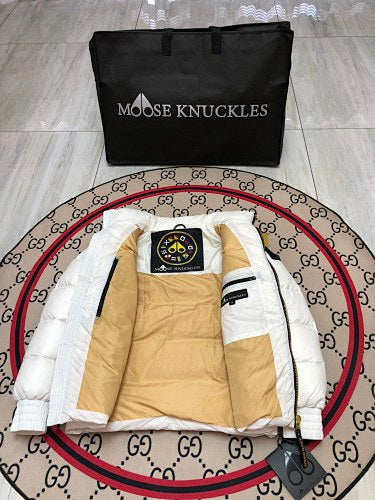 Moose Knuckles Unisex Stand-Collar Puffer Jacket - White