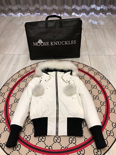 Moose Knuckles Women's Hooded Bomber Jacket - White