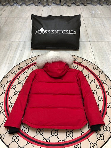 Moose Knuckles Women's Quilted Hooded Parka - Red