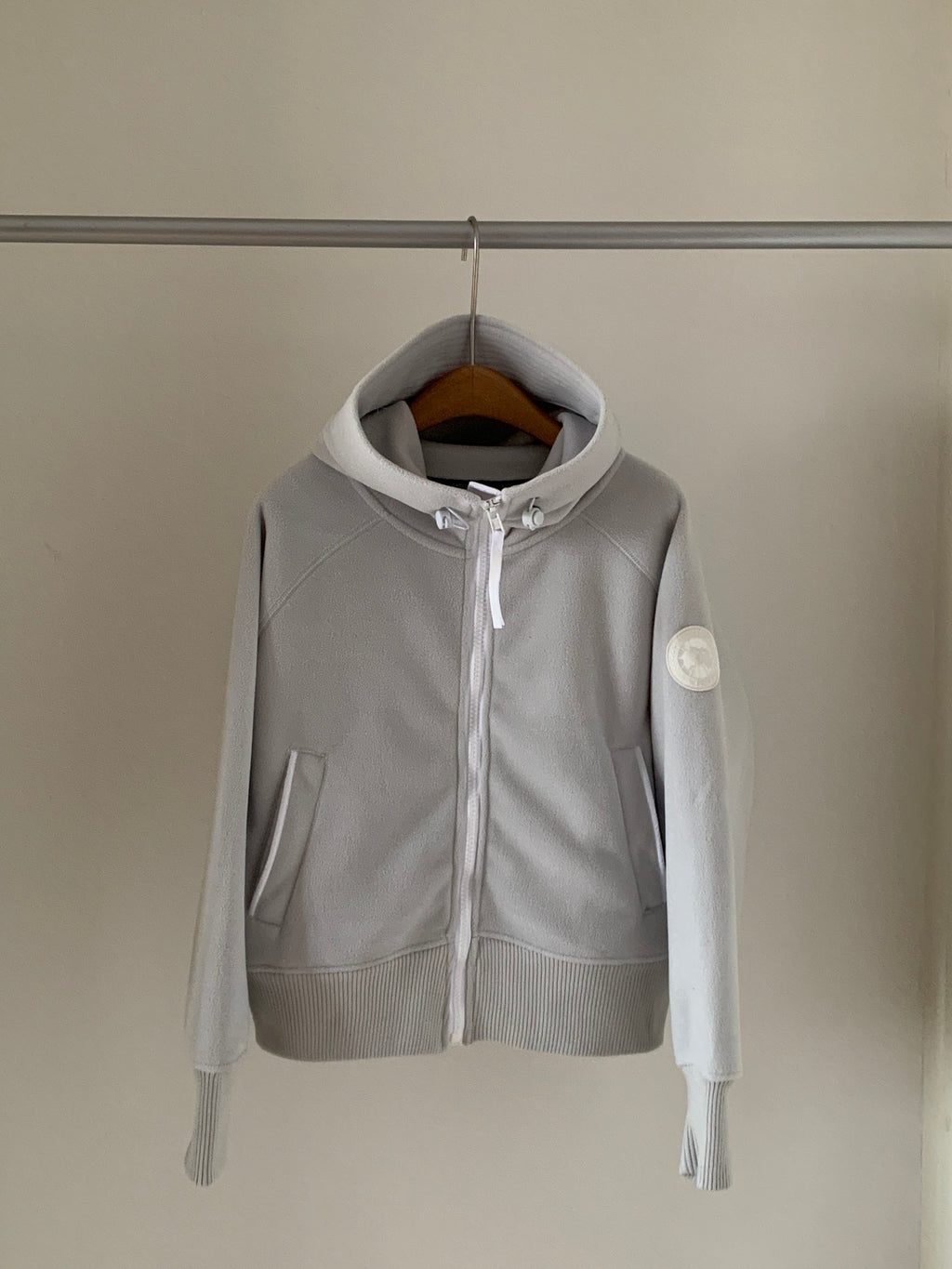 Canada Goose Zip-Up Fleece Hoodie in Light Grey