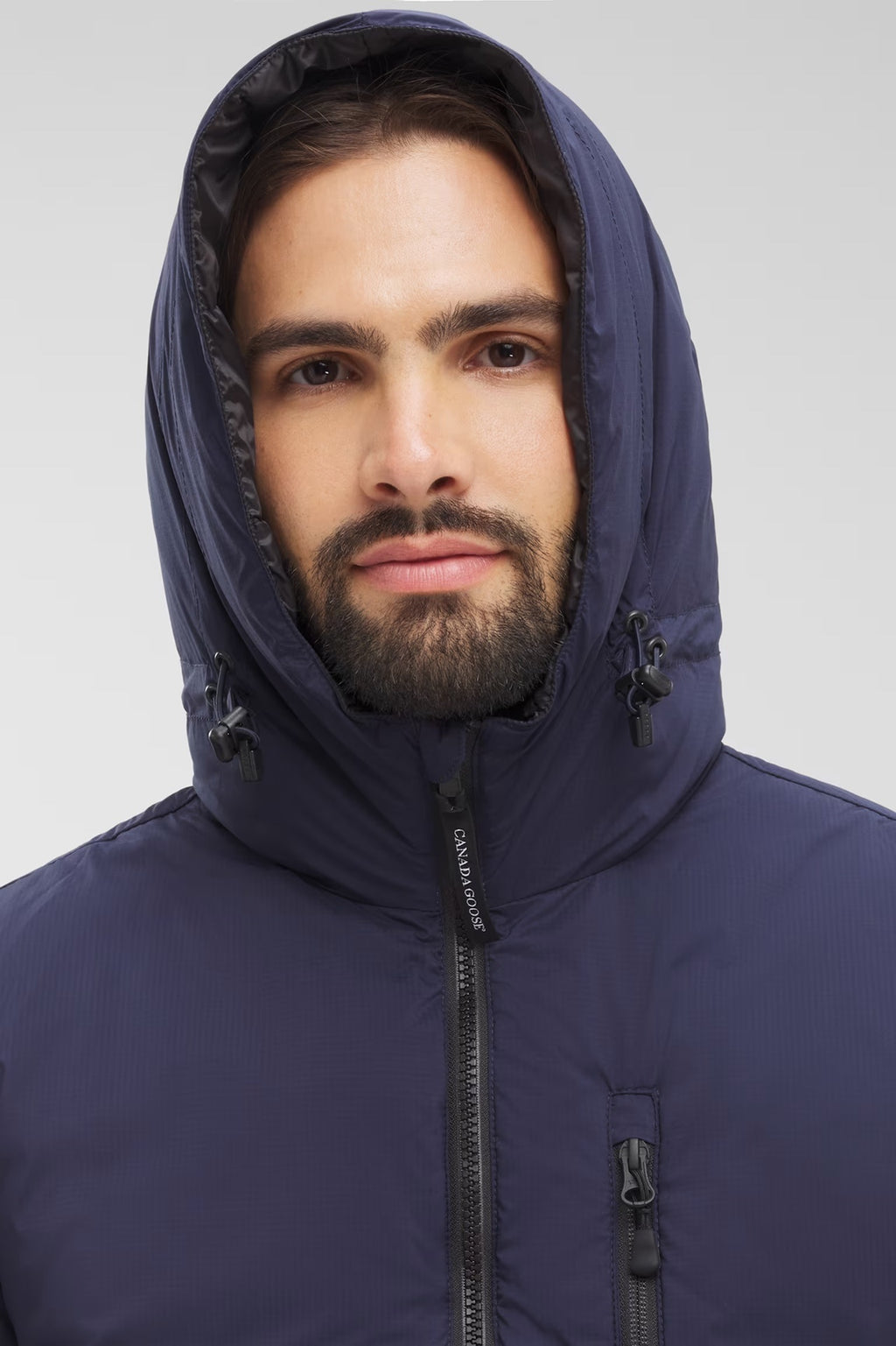Canada Goose Hooded Quilted Jacket in Navy Blue