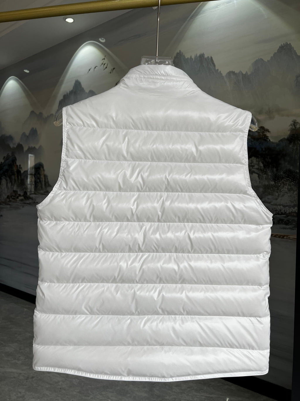 Moncler White Quilted Vest with Angled Zip Pockets