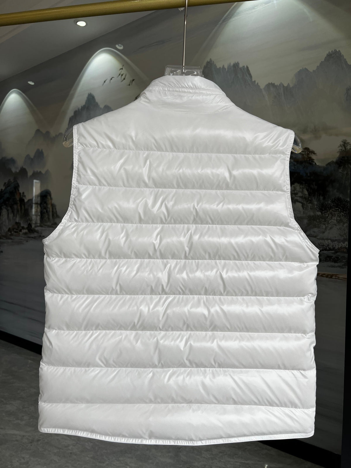 Moncler White Quilted Vest with Angled Zip Pockets