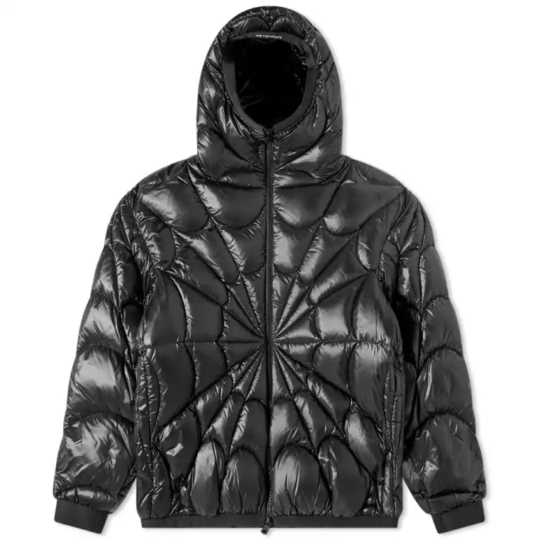 Moncler Violier Spiderweb-Quilted Hooded Down Jacket - Black