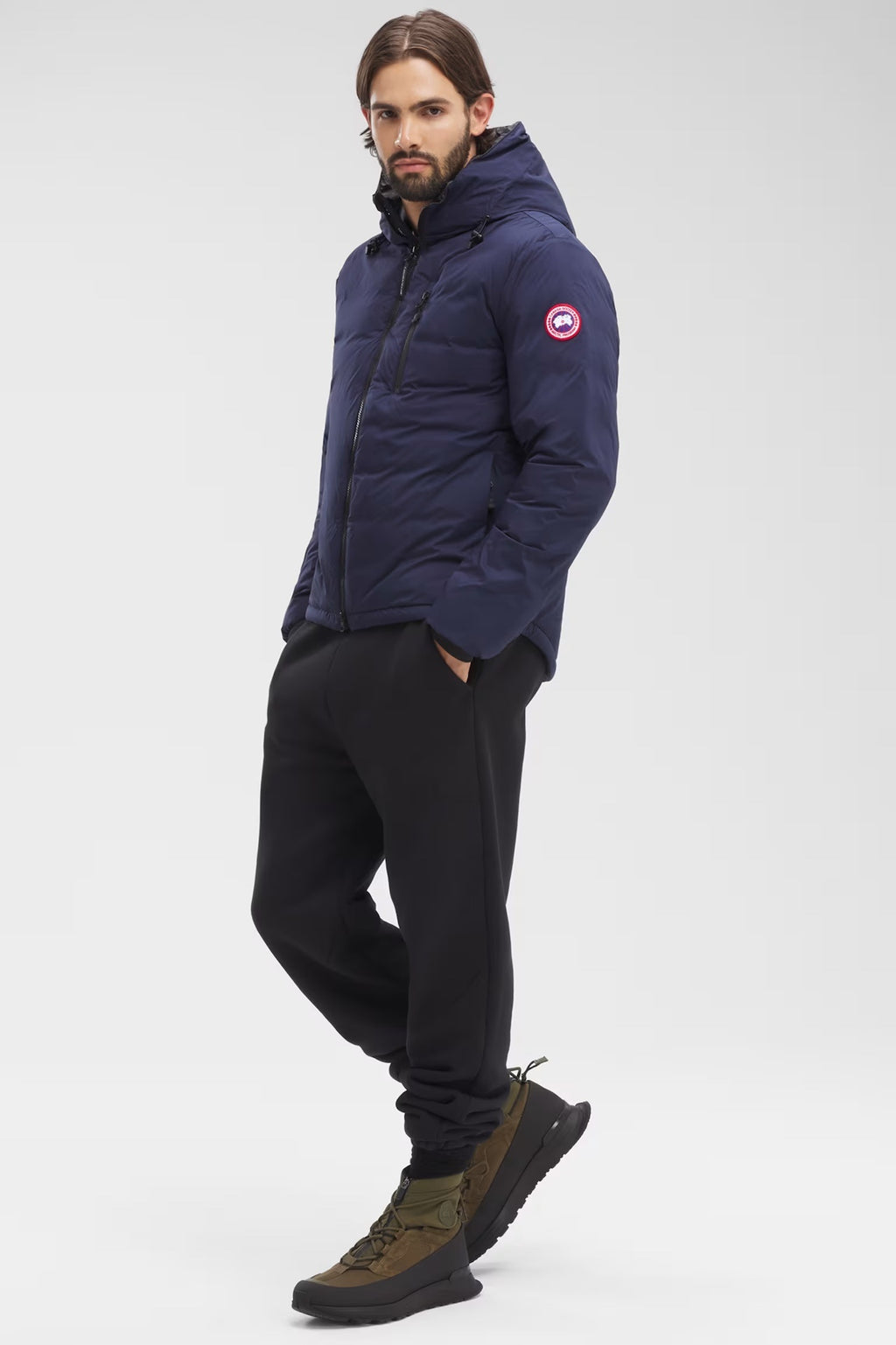 Canada Goose Hooded Quilted Jacket in Navy Blue
