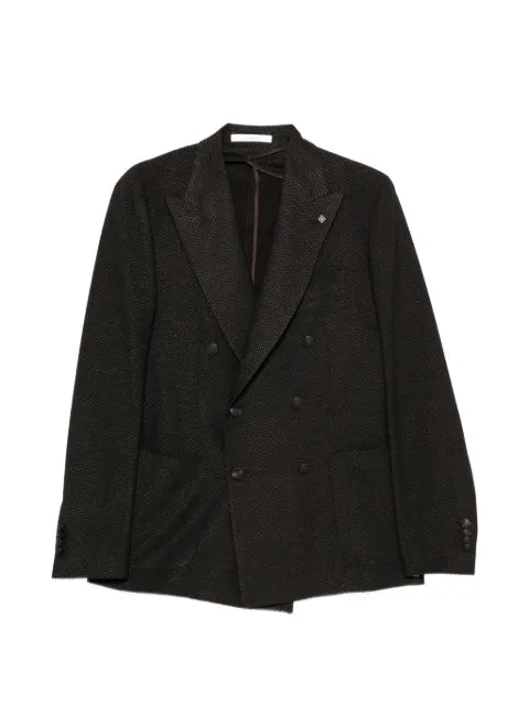 Tagliatore double-breasted chevron-weave blazer