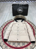 Canada Goose Unisex Quilted Hooded Jacket in Cream