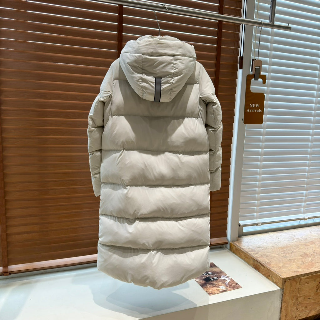 Canada Goose Women's Long Hooded Puffer Coat in Cream