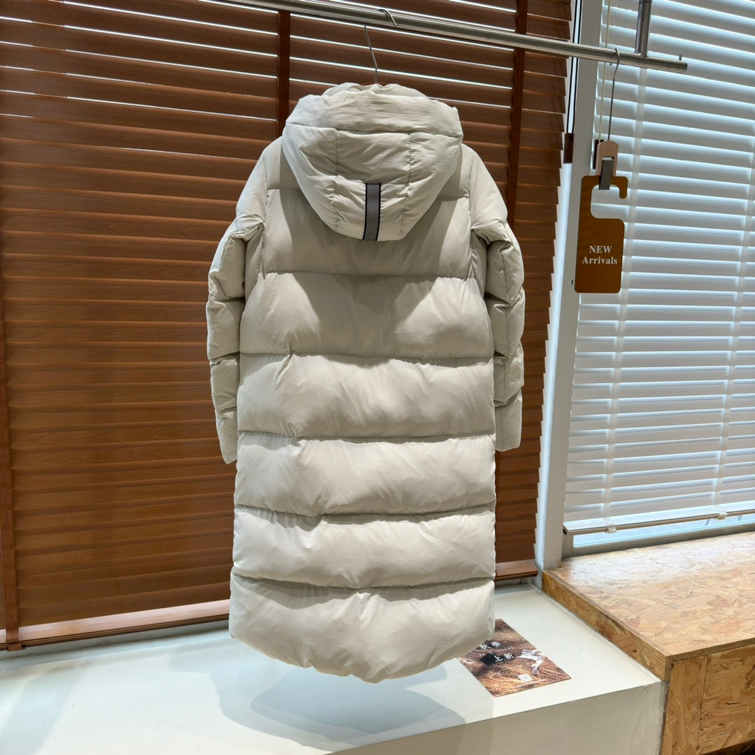 Canada Goose Women's Long Hooded Puffer Coat in Cream