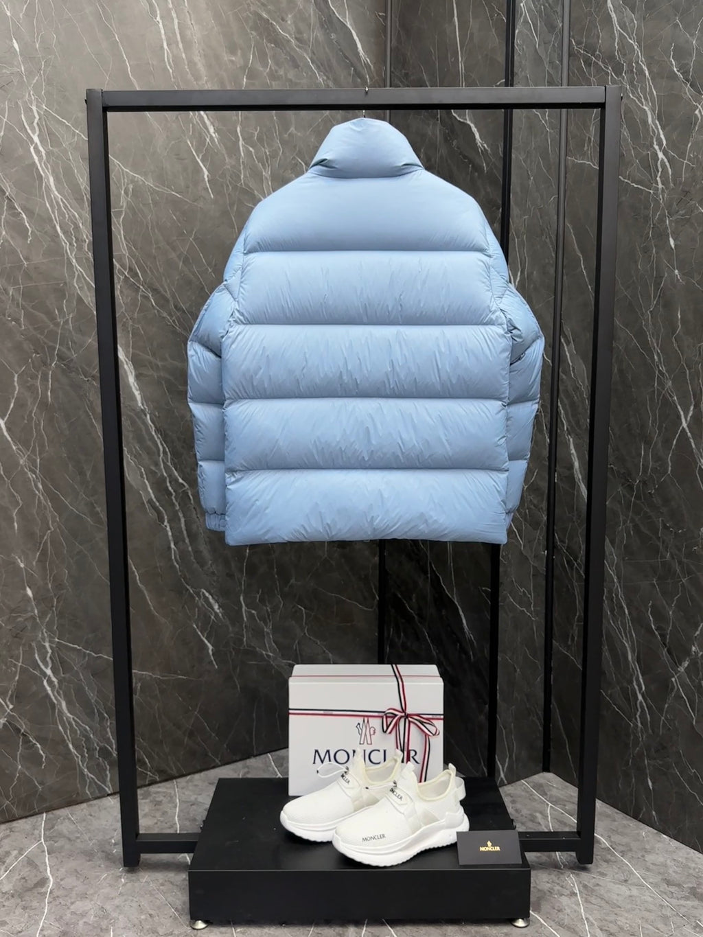 Moncler Stand-Collar Puffer Jacket in Light Blue