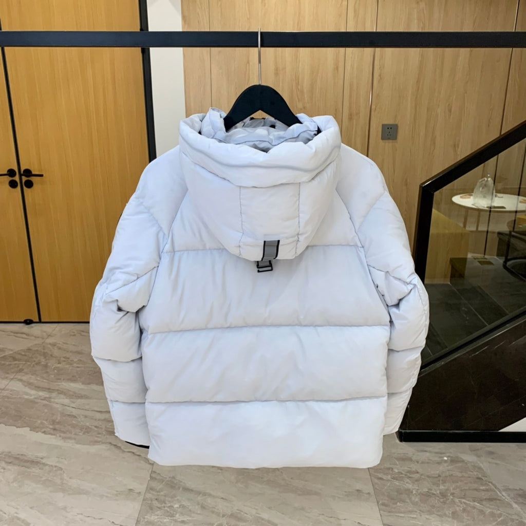 Canada Goose Hooded Puffer Jacket in White with Black Trim