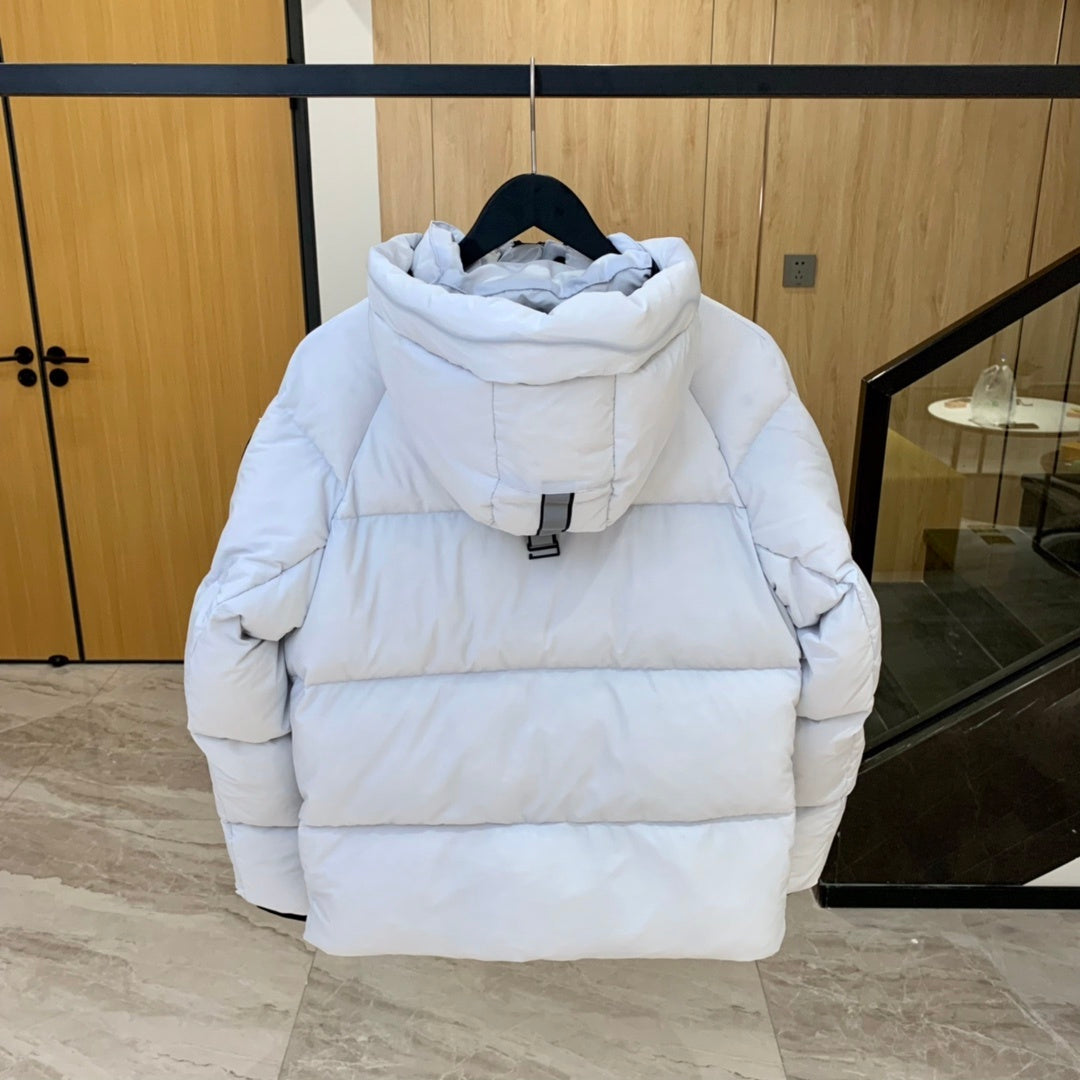 Canada Goose Hooded Puffer Jacket in White with Black Trim