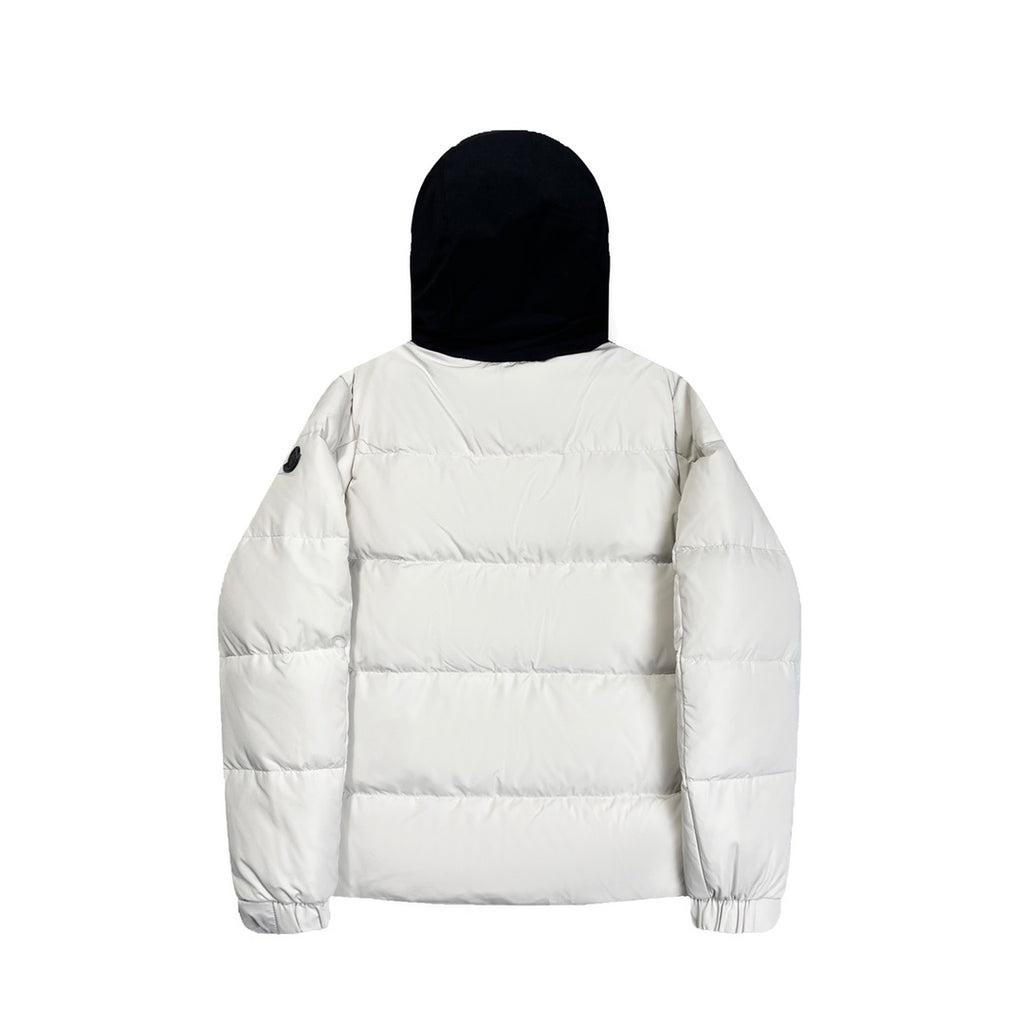 Moncler Color-Block Hooded Puffer Jacket in White and Black